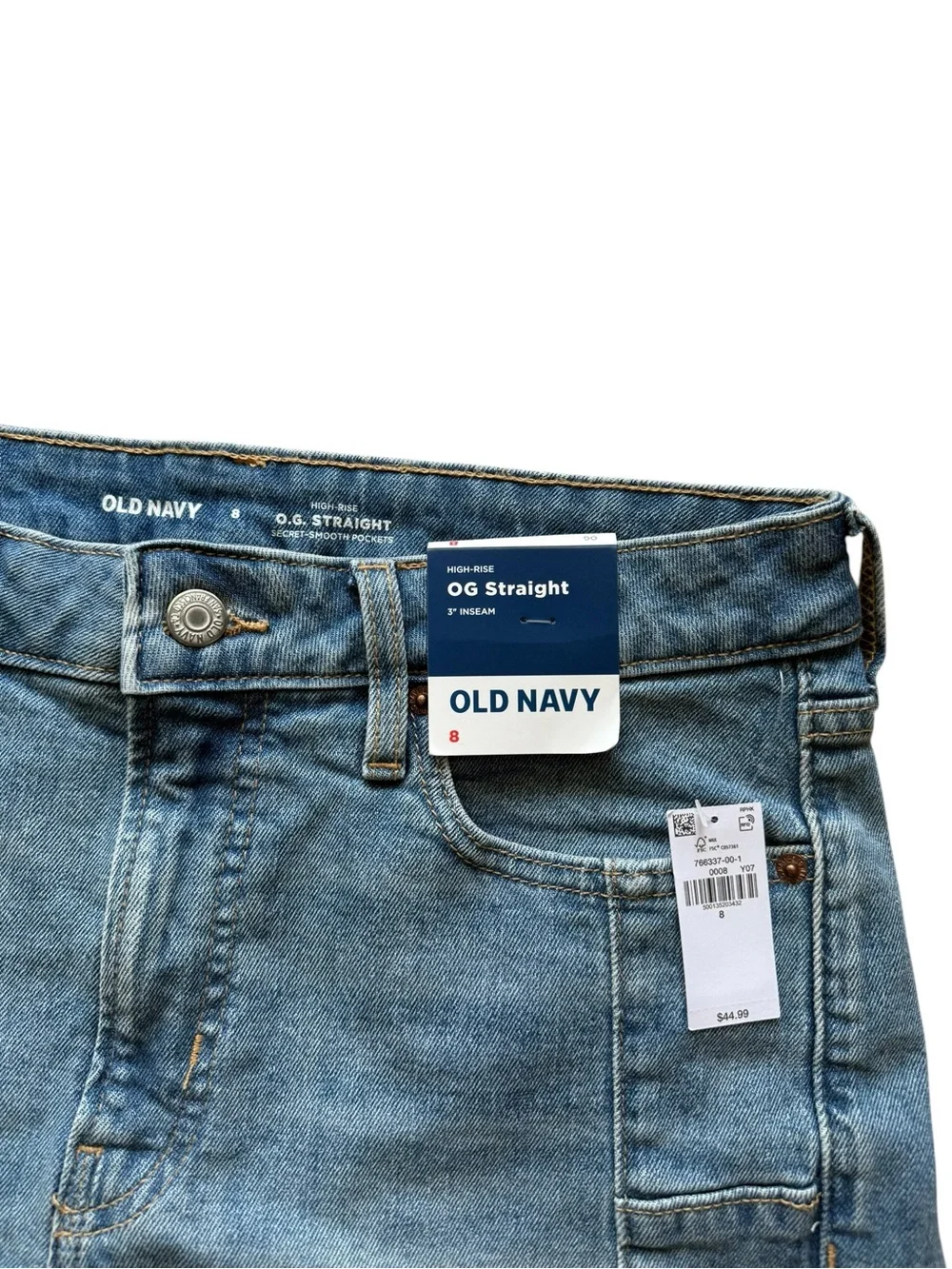 NWT Old Navy Classic Medium Blue Denim OG Straight Jean Shorts Size Women’s 8